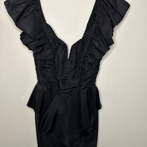 For David Howard Climax Karen Okada Vintage 80's Black Taffeta Dress Size 7/8